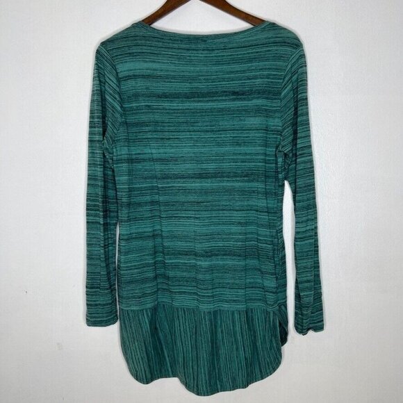 Toad&Co Green Striped Long-Sleeve Tunic Shirt Women’s L, Casual Round-Neck Top - Picture 7 of 9